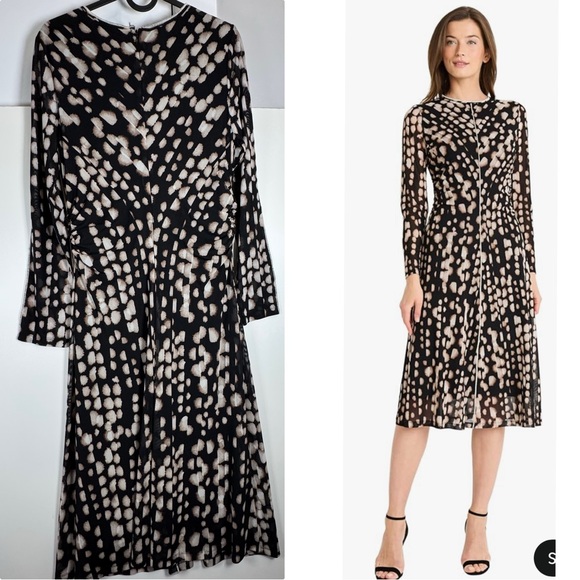Maggy London Dresses & Skirts - NWOT‎ Maggy London Mesh Printed Long Sleeved Fit Flare ALine Midi Dress Sz 8
